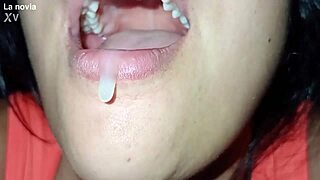 Close-Up Mexican Whore Gags on Huge Cock Swallows Cum Gift