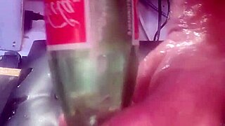 huge bottle insertion stretches ass during solo anal masturbation play