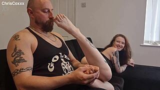 roommate gives foot rub after shoot turns into oily play