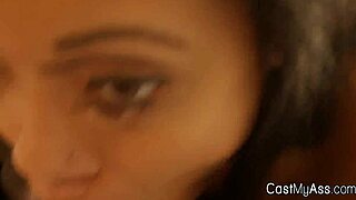 Perky ebony teen blows in thong casting pov