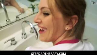 Redhead Maya Kendrick cams with huge cock for taboo creampie therapy