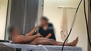 thai spa lady jerks throbbing cock finally