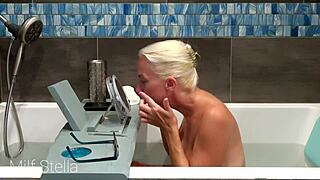 Bathing with Stella E01: Pussy Shaving Turns into Milf Body Tease 😍🛁