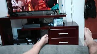 POV hot colombian roommate masturbates big ass during movie part 5