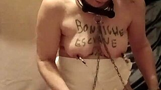 maid slave flashes her slutty humiliation in tiny apron