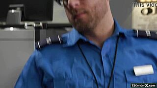 big tit tgirl's buttplug sets off metal detectors wildly