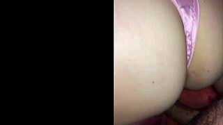 french slut in black satin panties takes deepthroat ass-to-mouth toys