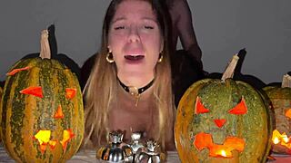 Squirt challenge Halloween night hold back till wet pussy explosion