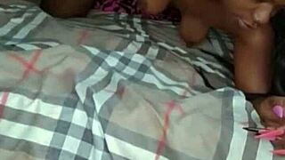 Petite Chinese teen sucks big black cock homemade horny cum