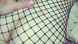 wife spreads legs wide for homemade anal pounding