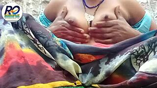 desi wife in saree strips for hairy pussy fingering on ranch