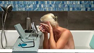 Bathing with Stella E01: Pussy Shaving Turns into Milf Body Tease 😍🛁