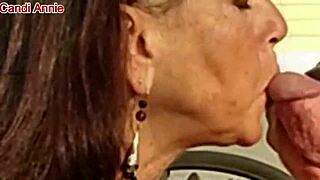 mature candi annie milks cock outdoors and swallows every drop