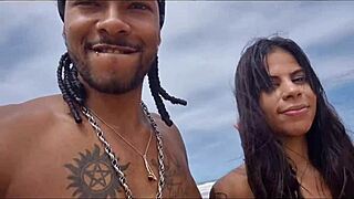 Blonde Nudist Beach Slut Takes Triple Creampie DP