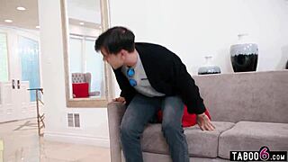 young guy gets reverse gangbanged by five huge boobed blonde milfs