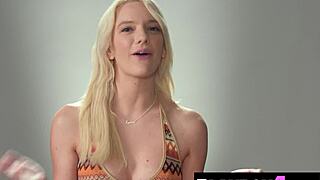 sexy blonde milf strips and masturbates huge fake tits wildly