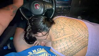 driving fine avoided while babe sucks my huge cock in car