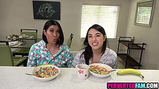 asian babes surprise with deepthroat blowjob voyeur threesome gift