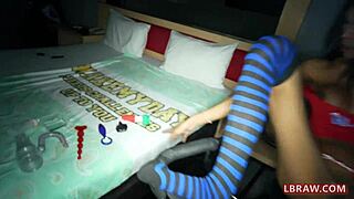 HUGE-DICKED Thai Ladyboy Toys NARROW ASS with Dildo