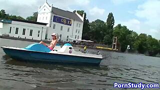 watch this czech eurobabe strip nude and ride waterbike in public fetish thrill