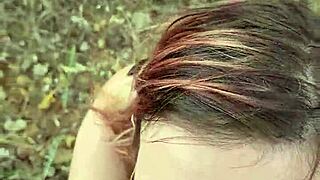 petite milf sucks cock outdoors nature pipe exhib!