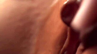 watch cum drip from shaved pussy macro closeup creampie