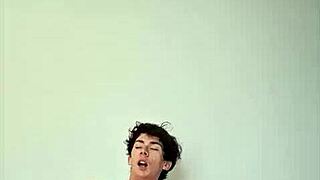 Skinny Horny Babe Masturbates Monster Cock on Bed