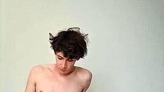 Skinny Horny Babe Masturbates Monster Cock on Bed