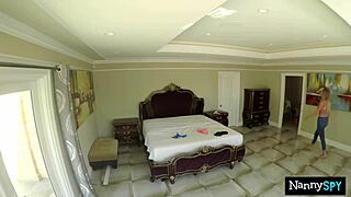 slutty nanny sucks mouthful cock to keep her job