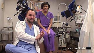 Jackie Banes Hooks Stranger for Latex Nurse Blowjob!