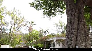 Keisha Grey bounces oiled natural tits for Teamskeet