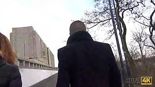 Hey, Hunt4k guy covers sexy redhead's tummy with cum after cash sex romp