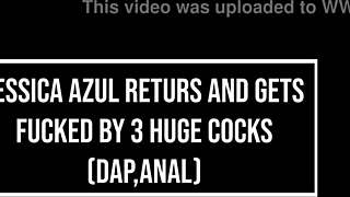 wow! jessica azul gaped by 3 monster cocks!