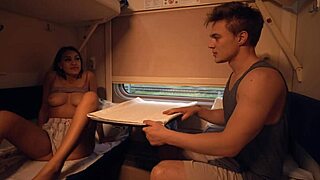 Blonde babe cums hard from train vibrations on her juicy pussy