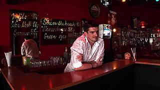 a super sexy slender blonde enters open bar surrenders pussy and ass to bartender pounding