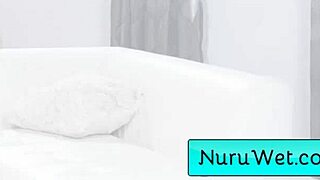 sensual busty blonde masseuse gives intense wet nuru sex massage