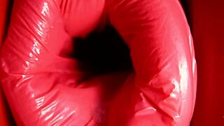 oiled redhead fuck doll moans on dinosaur anal machine pov 🔥🍆