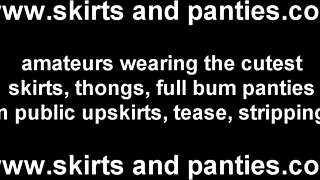 Petite teen flashes panties upskirt outdoors