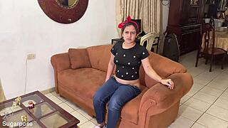 latina maid's juicy buttcrack exposed teasingly
