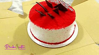 WOW, Anniversary Cake Sliced Then Wild Housewife Creampie Pounding on Bed!