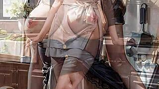 hey, blonde maid, is that food or your upskirt fetish teasing me?
