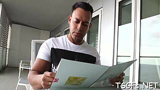 transsexual teases with deep ass bounces on throbbing cock