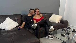 Horny Neighbor Seduces Friend's Son for Sofa Creampie