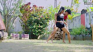 desi yoga teacher fucks sexy student outdoors