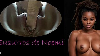 noemi's whispers tease shaved ebony solo orgasm play