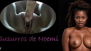 noemi's whispers tease shaved ebony solo orgasm play