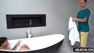 ohana petite gets dirty post-bath with big cock