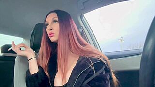 Artemisia's big tits smoke fetish session heats up the car