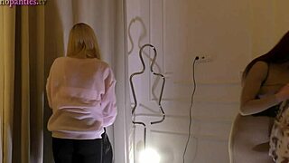 Skinny sexy girl meets lesbian friend for panty-free casting interview 😘🍑