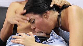 stepbrother shoves penis deep in babysitter's latina mouth